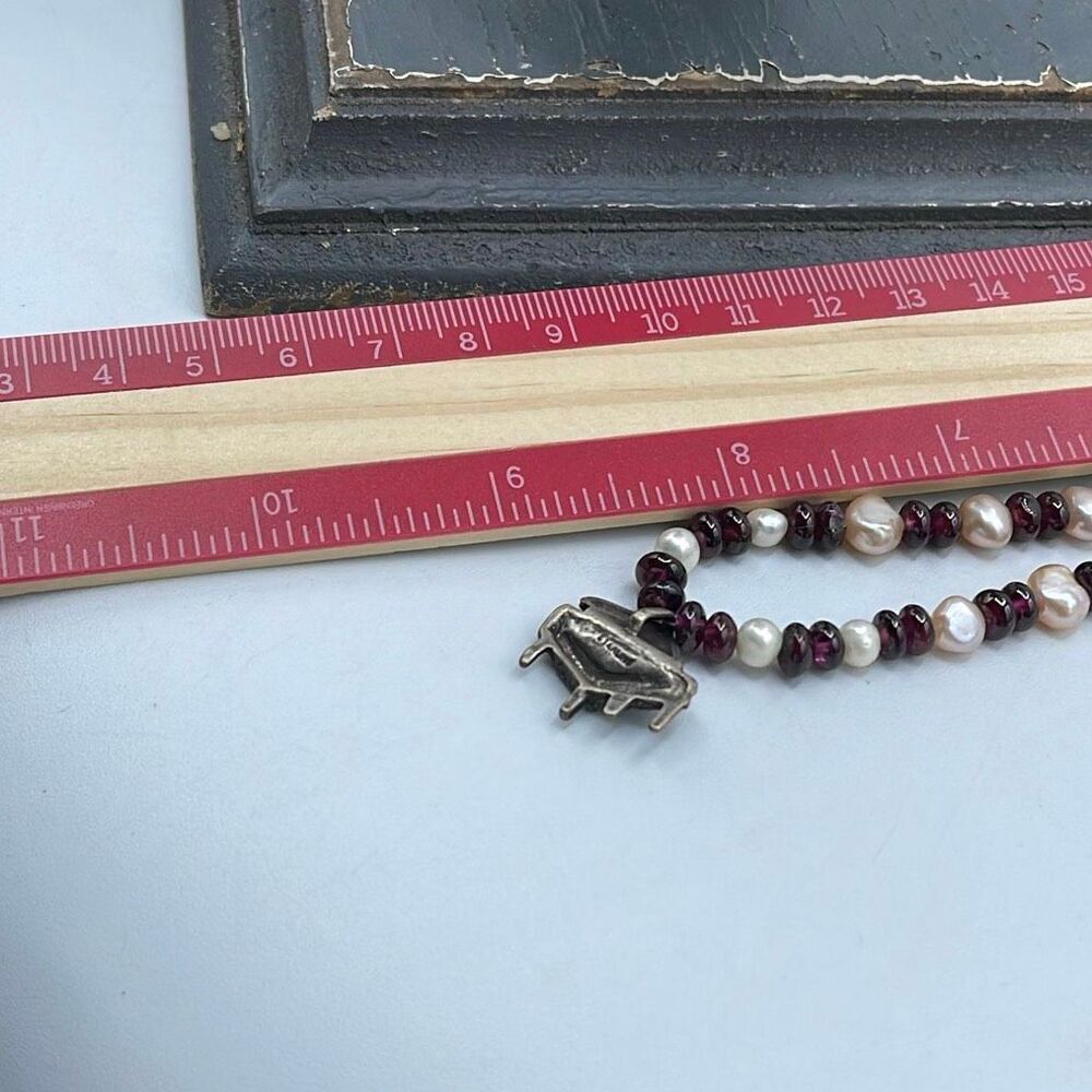 Sterling silver cultured freshwater pearls and purple glass disks - Picture 6 of 7